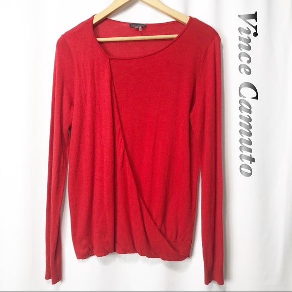 Vince Camuto Tops - Vince Camuto -Red Modal Fabric overlap Scoop Top S